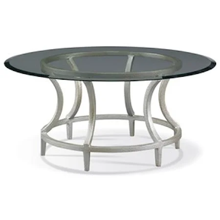 Round Cocktail Table with Laid-On Glass Top